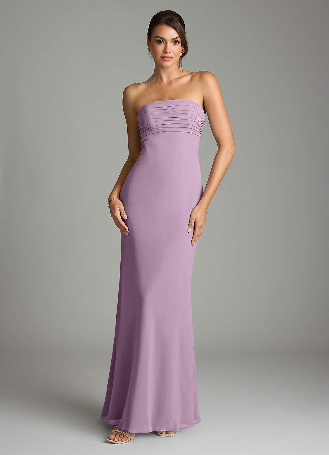 Saylor Mermaid Strapless Chiffon Bridesmaid Dress in Wisteria