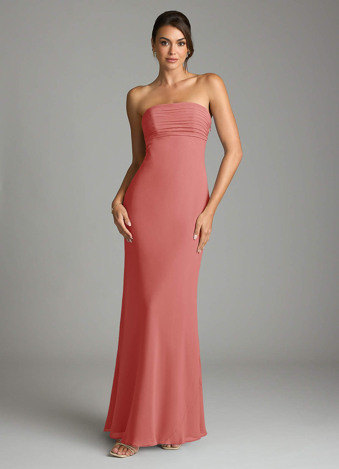 Saylor Mermaid Strapless Chiffon Bridesmaid Dress in Antique Rose