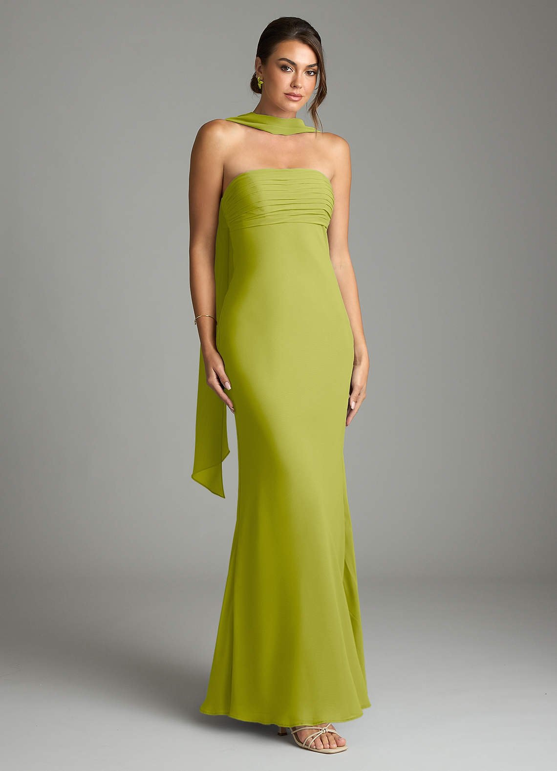 Saylor Mermaid Strapless Chiffon Bridesmaid Dress in Lemongrass