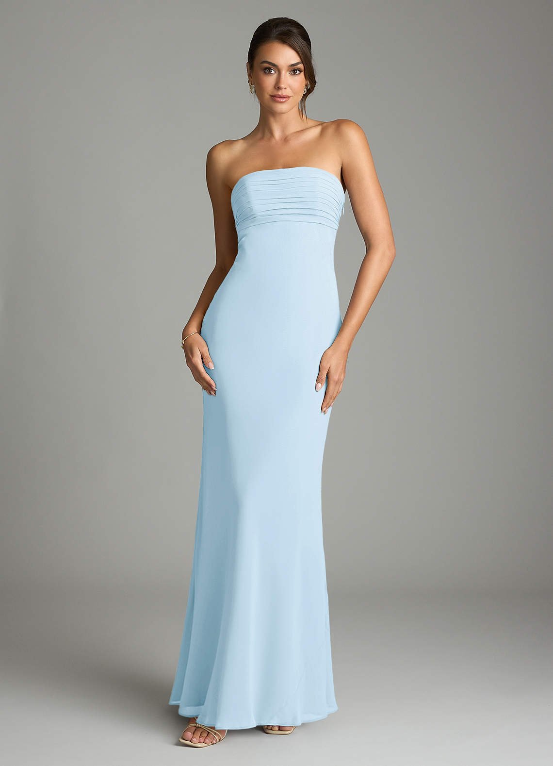 Saylor Mermaid Strapless Chiffon Bridesmaid Dress in Sky Blue
