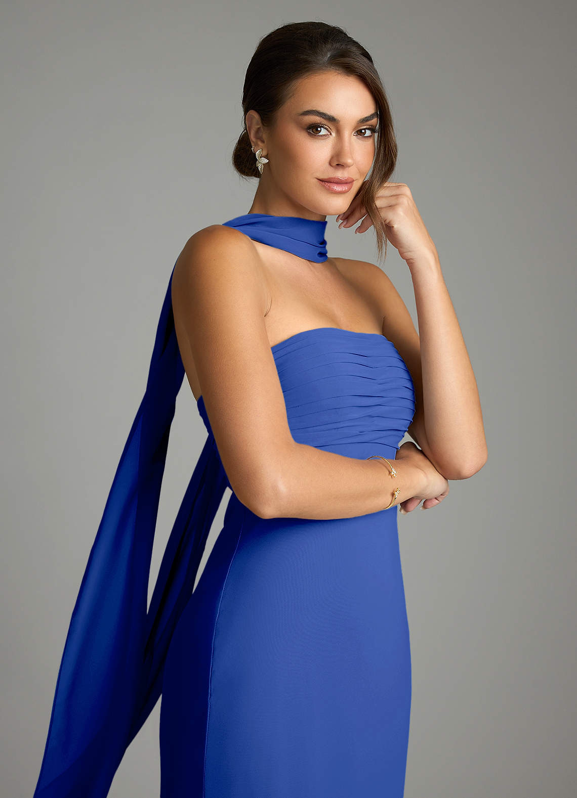 Saylor Mermaid Strapless Chiffon Bridesmaid Dress in Royal Blue
