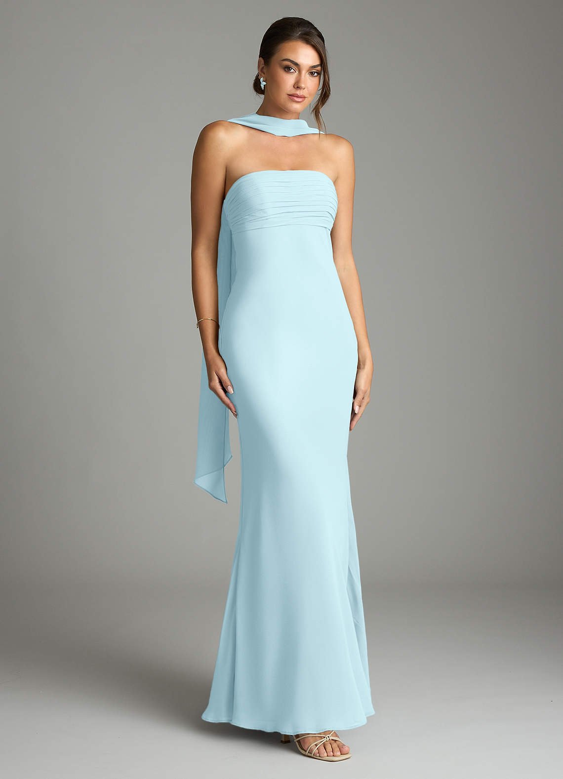 Saylor Mermaid Strapless Chiffon Bridesmaid Dress in Cloud Blue