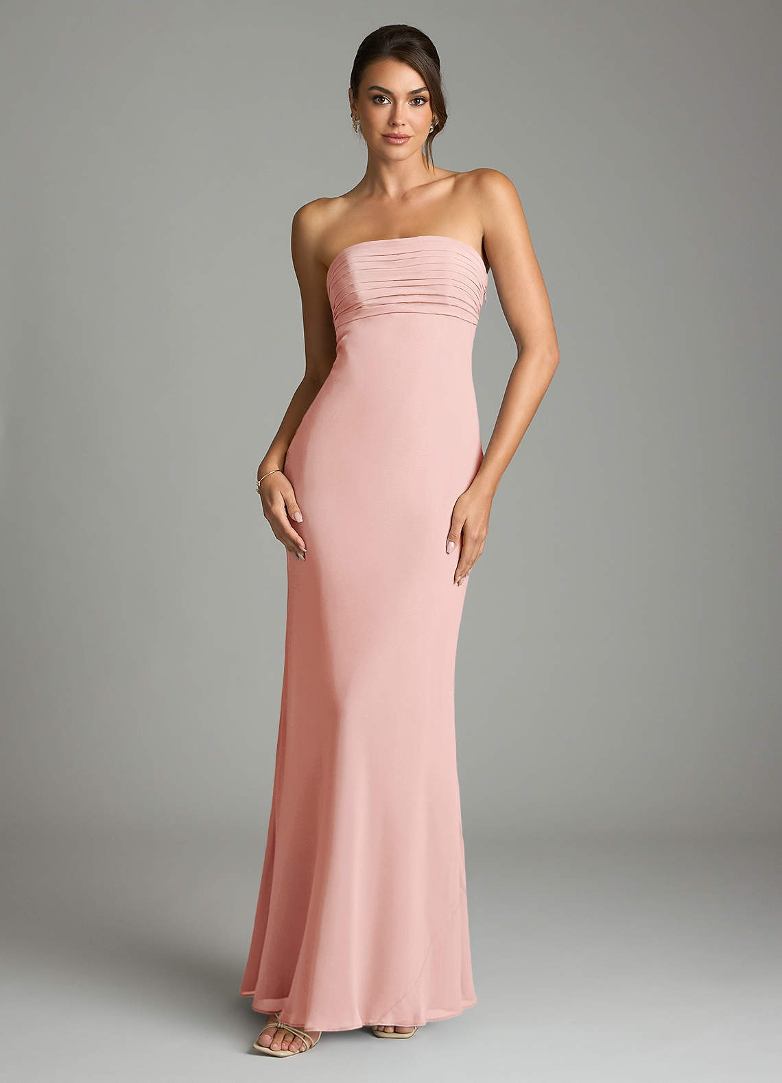 Saylor Mermaid Strapless Chiffon Bridesmaid Dress in Rosette