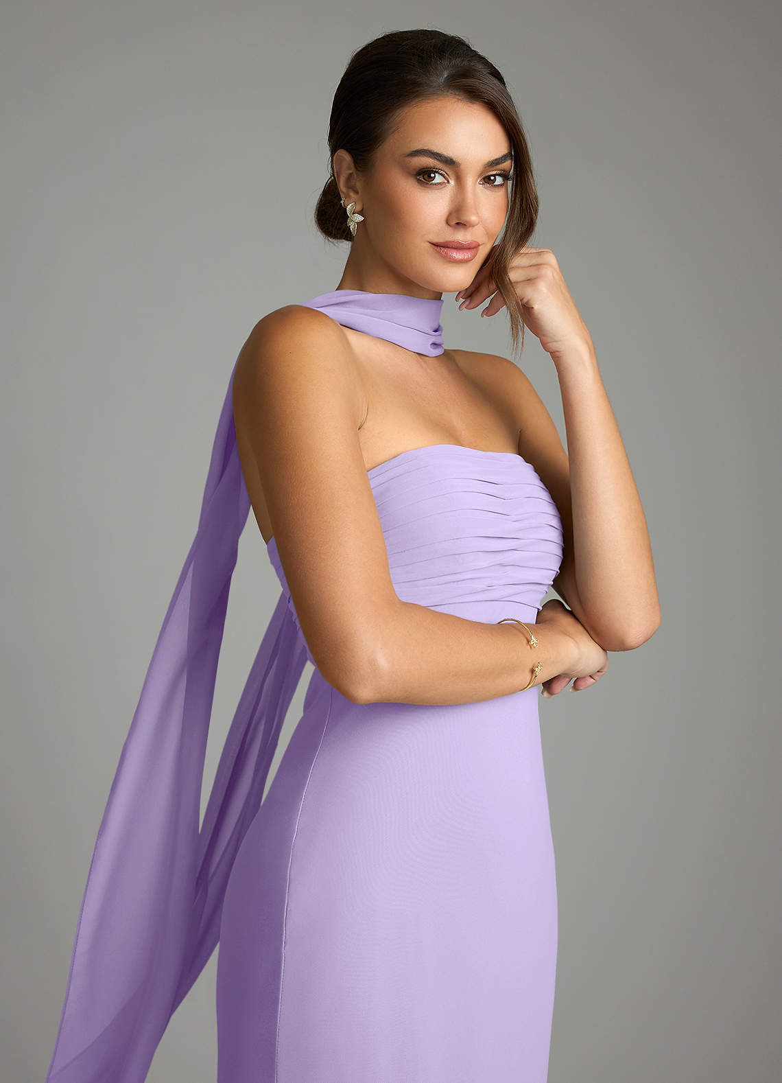 Saylor Mermaid Strapless Chiffon Bridesmaid Dress in Lilac