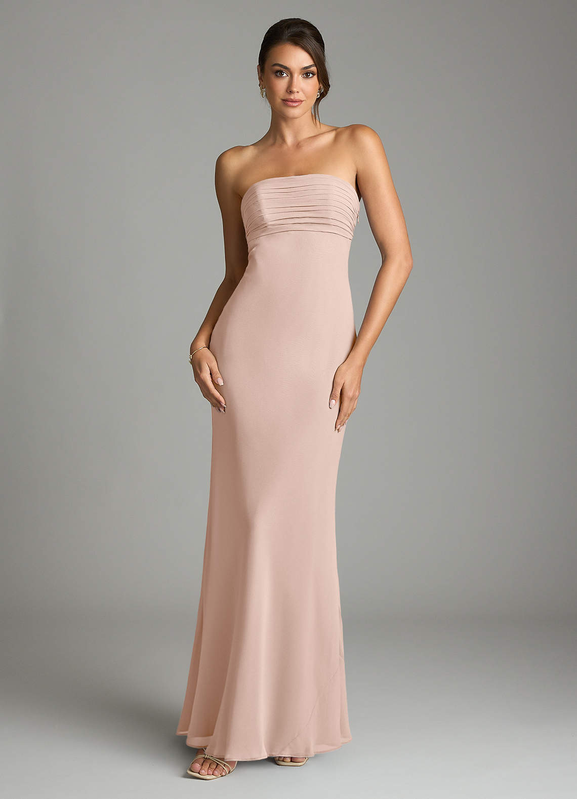Saylor Mermaid Strapless Chiffon Bridesmaid Dress in English Rose