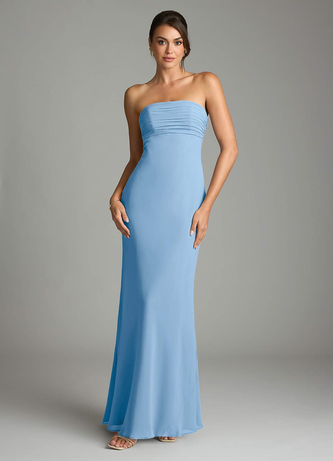 Saylor Mermaid Strapless Chiffon Bridesmaid Dress in Powder Blue
