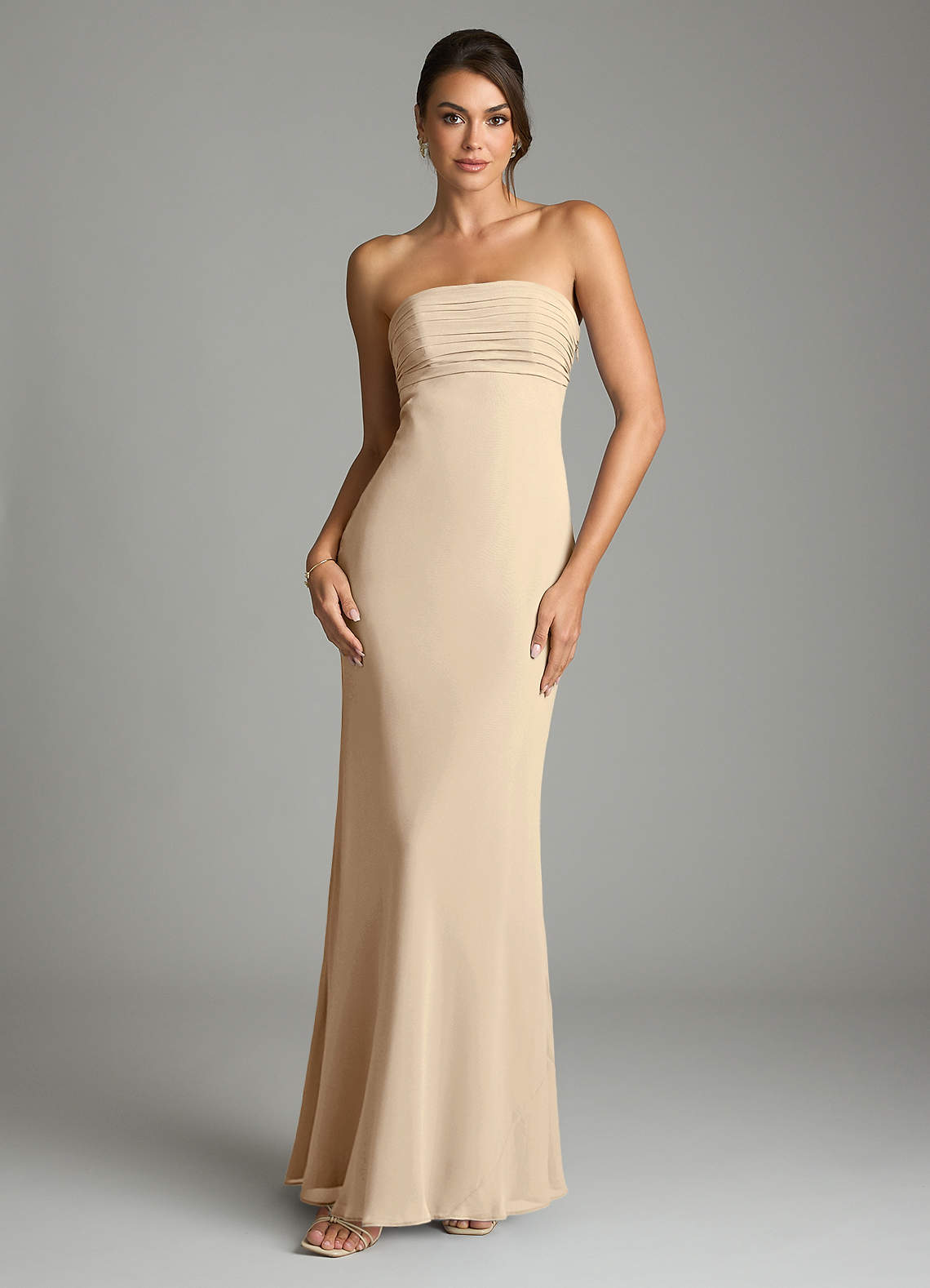 Saylor Mermaid Strapless Chiffon Bridesmaid Dress in Champagne