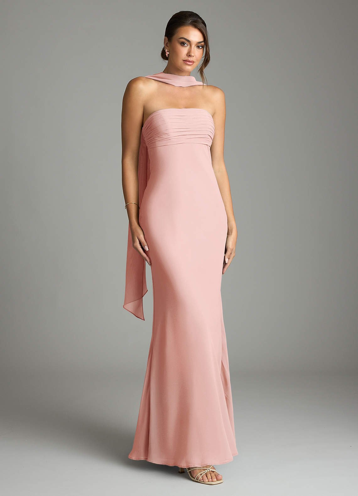 Saylor Mermaid Strapless Chiffon Bridesmaid Dress in Rosette