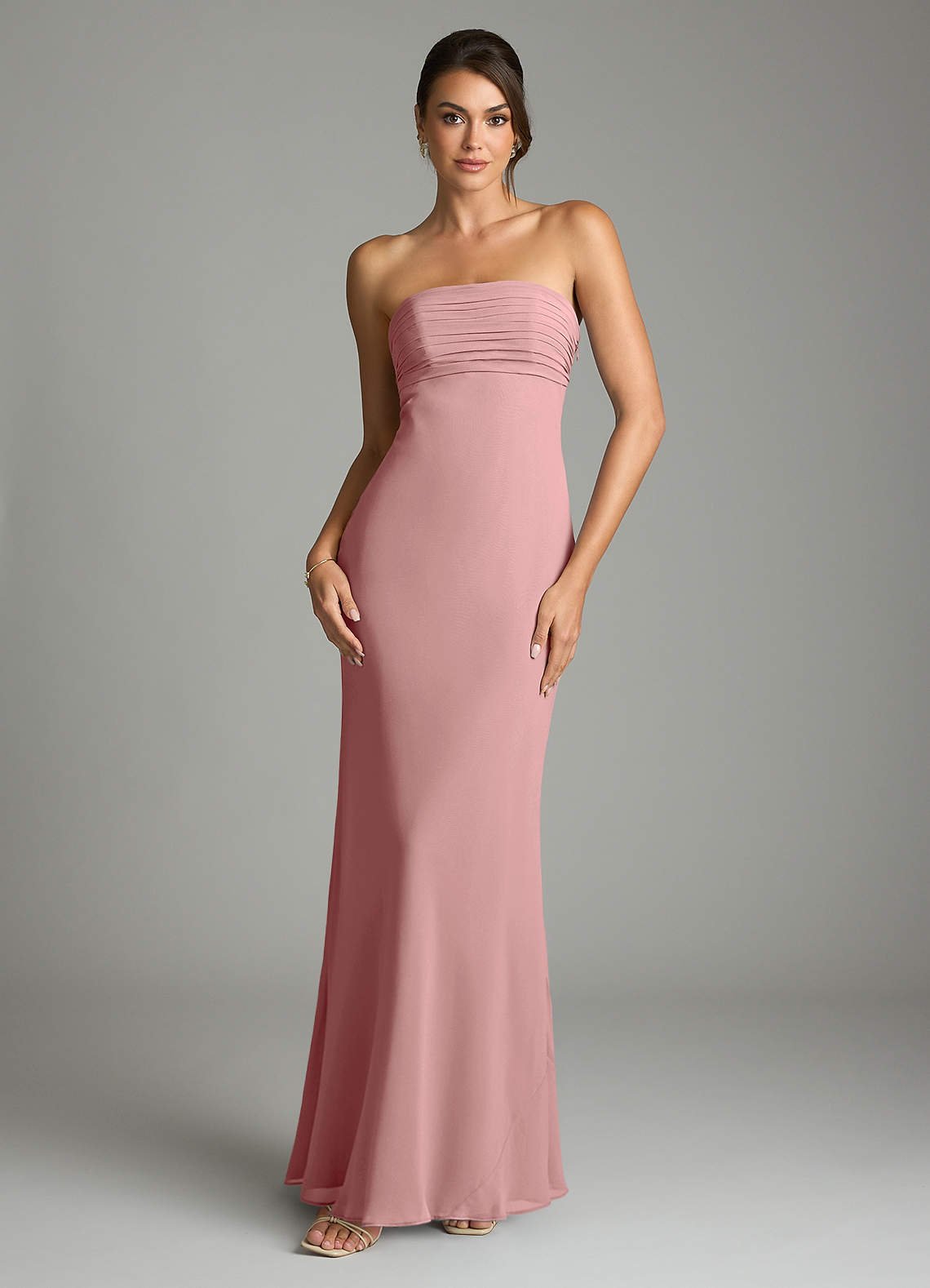 Saylor Mermaid Strapless Chiffon Bridesmaid Dress in dusty rose