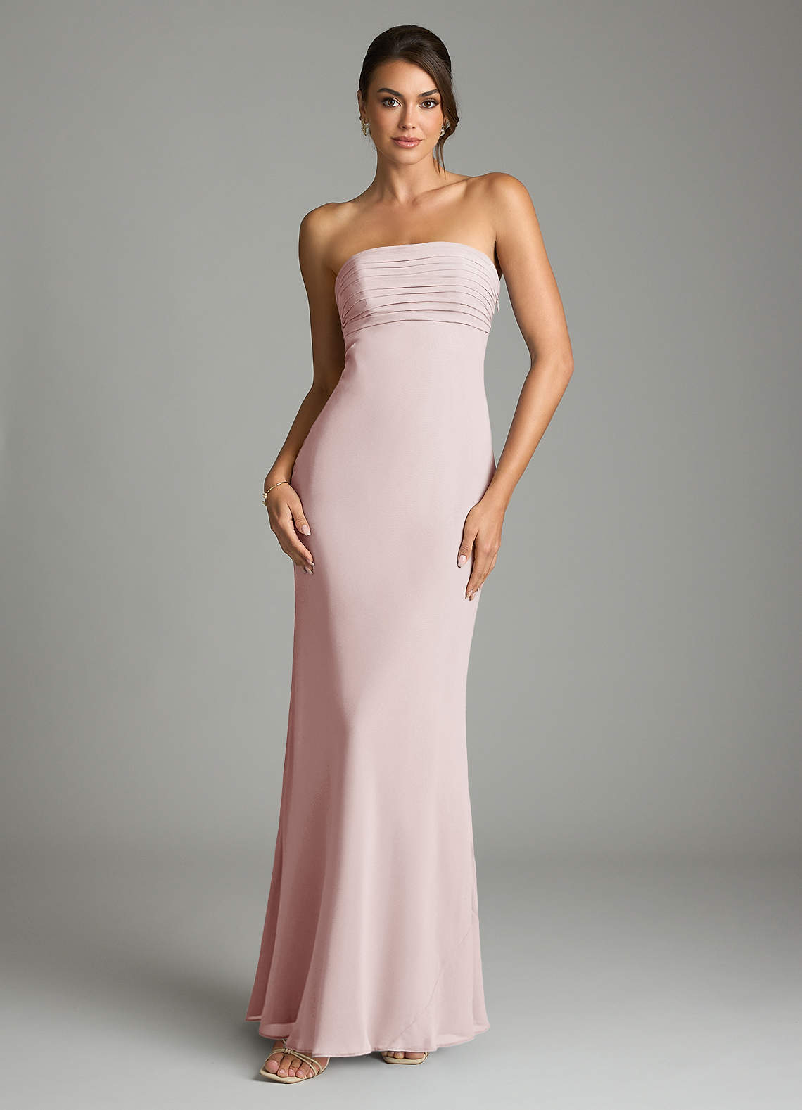 Saylor Mermaid Strapless Chiffon Bridesmaid Dress in Blushing Pink