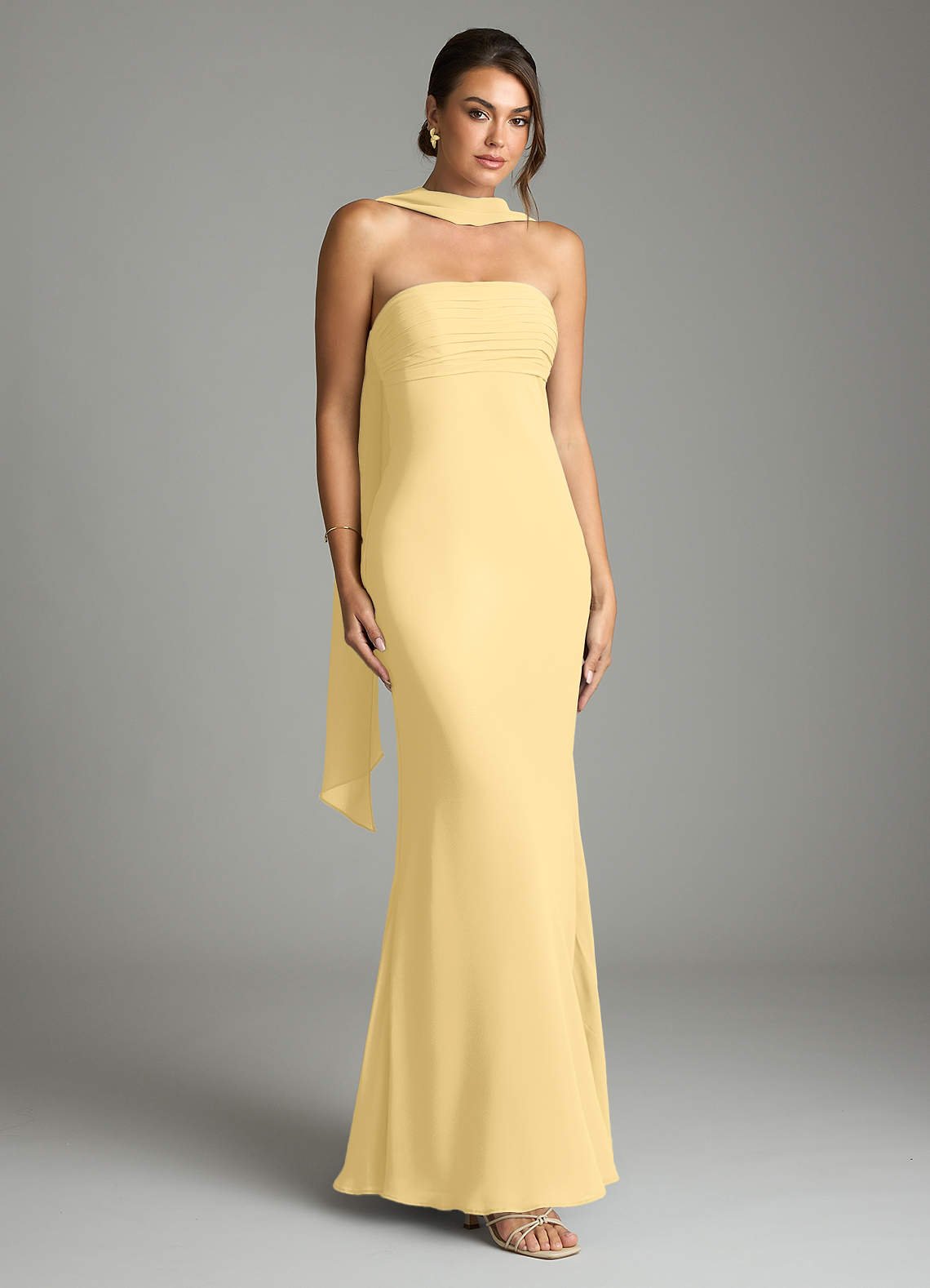 Saylor Mermaid Strapless Chiffon Bridesmaid Dress in Butter