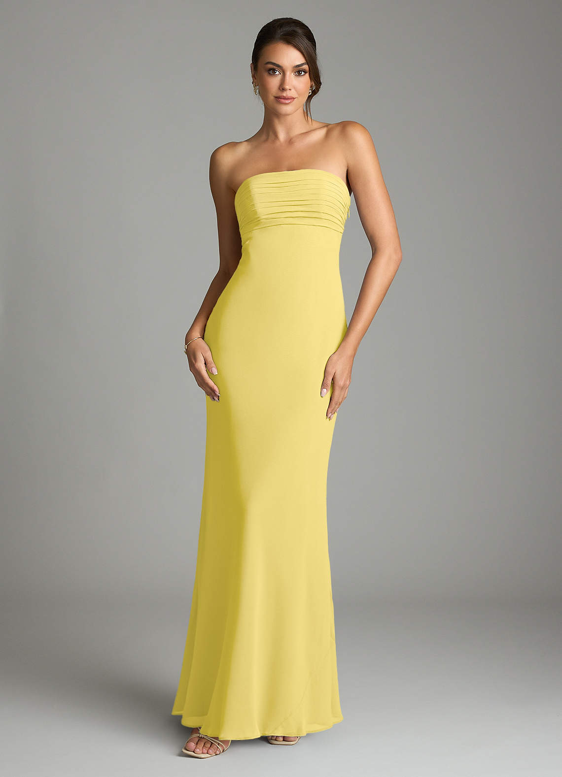 Saylor Mermaid Strapless Chiffon Bridesmaid Dress in Canary