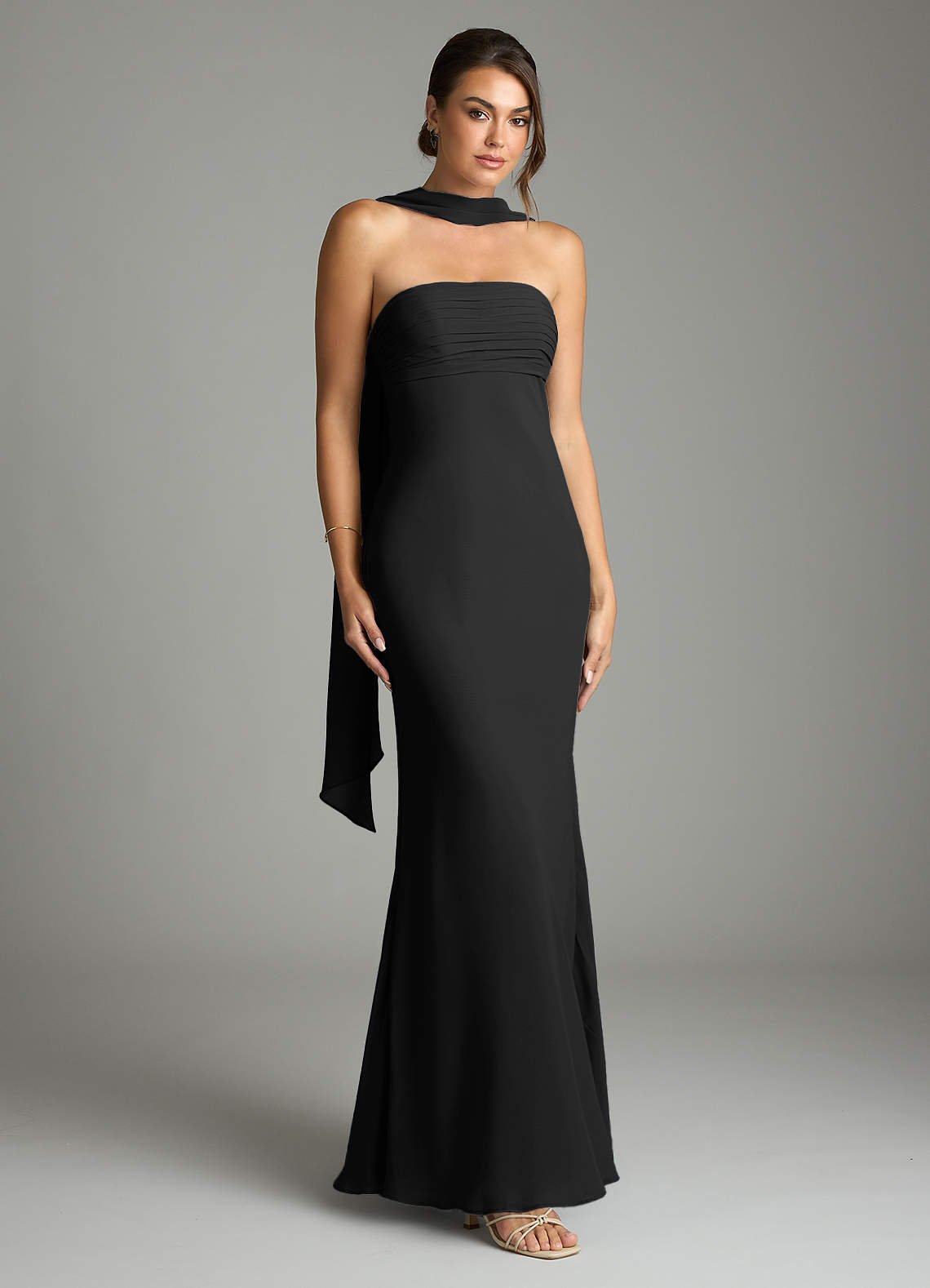 Saylor Mermaid Strapless Chiffon Bridesmaid Dress in black
