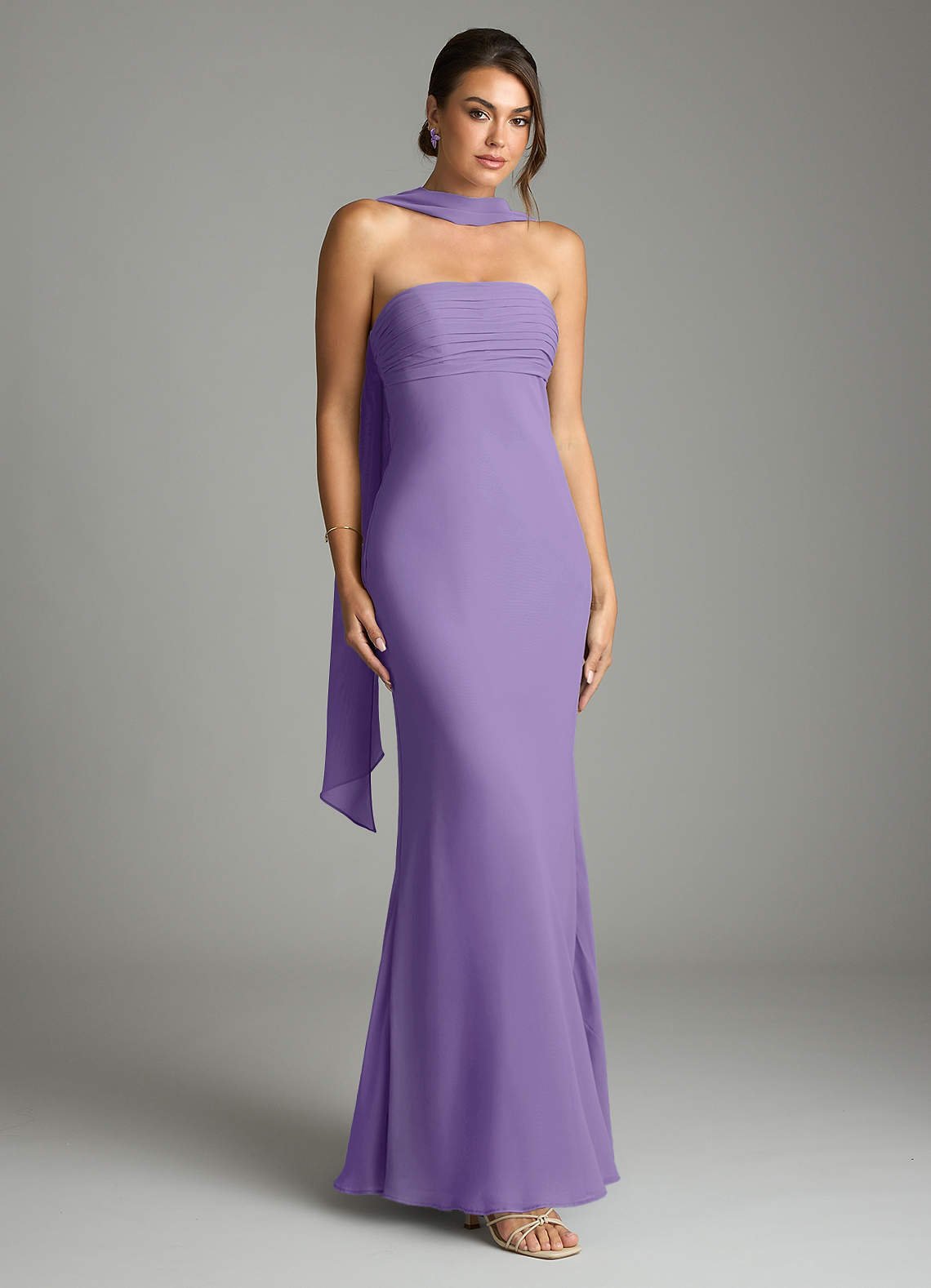 Saylor Mermaid Strapless Chiffon Bridesmaid Dress in Tahiti