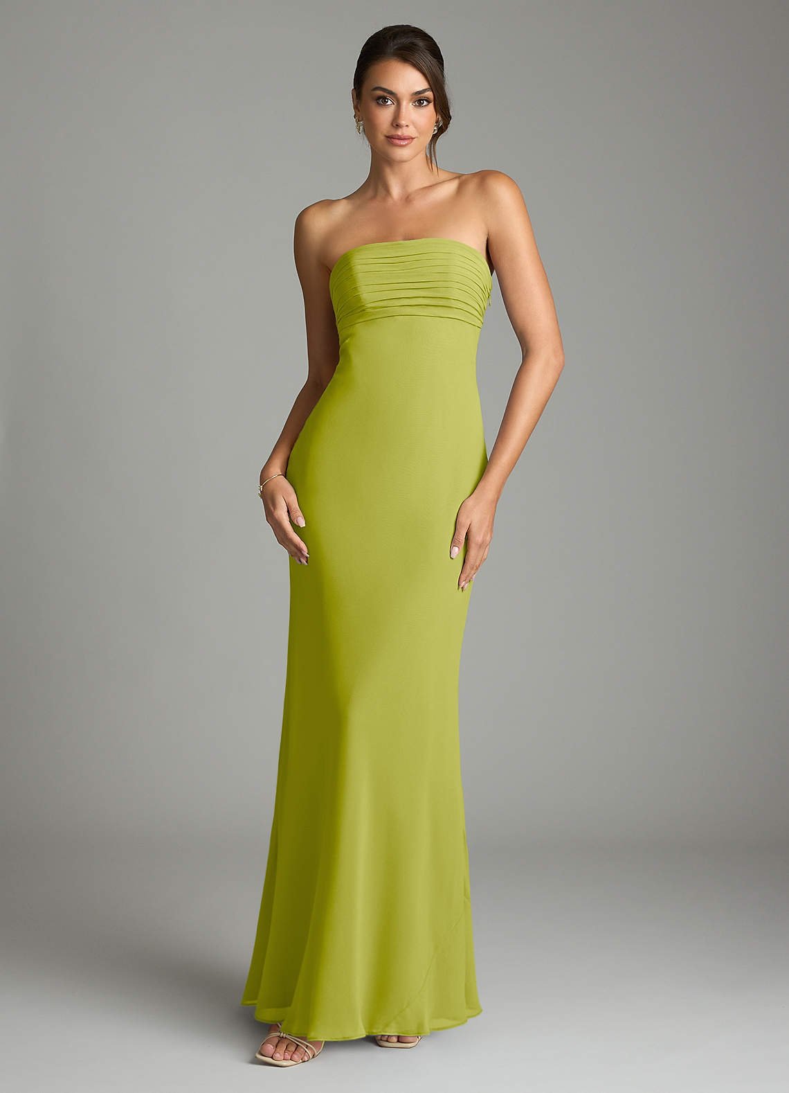 Saylor Mermaid Strapless Chiffon Bridesmaid Dress in Lemongrass