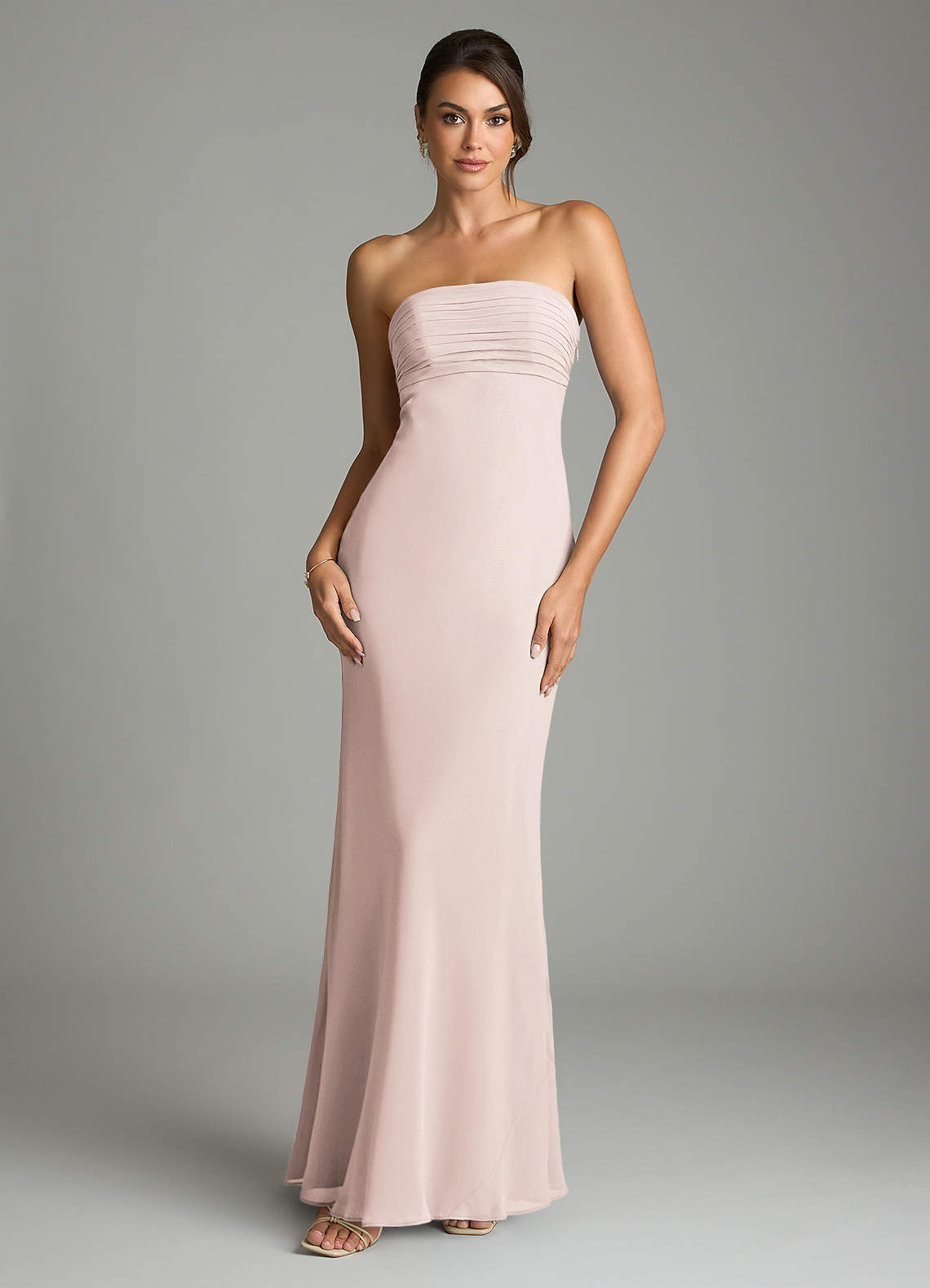 Saylor Mermaid Strapless Chiffon Bridesmaid Dress in Rose Petal