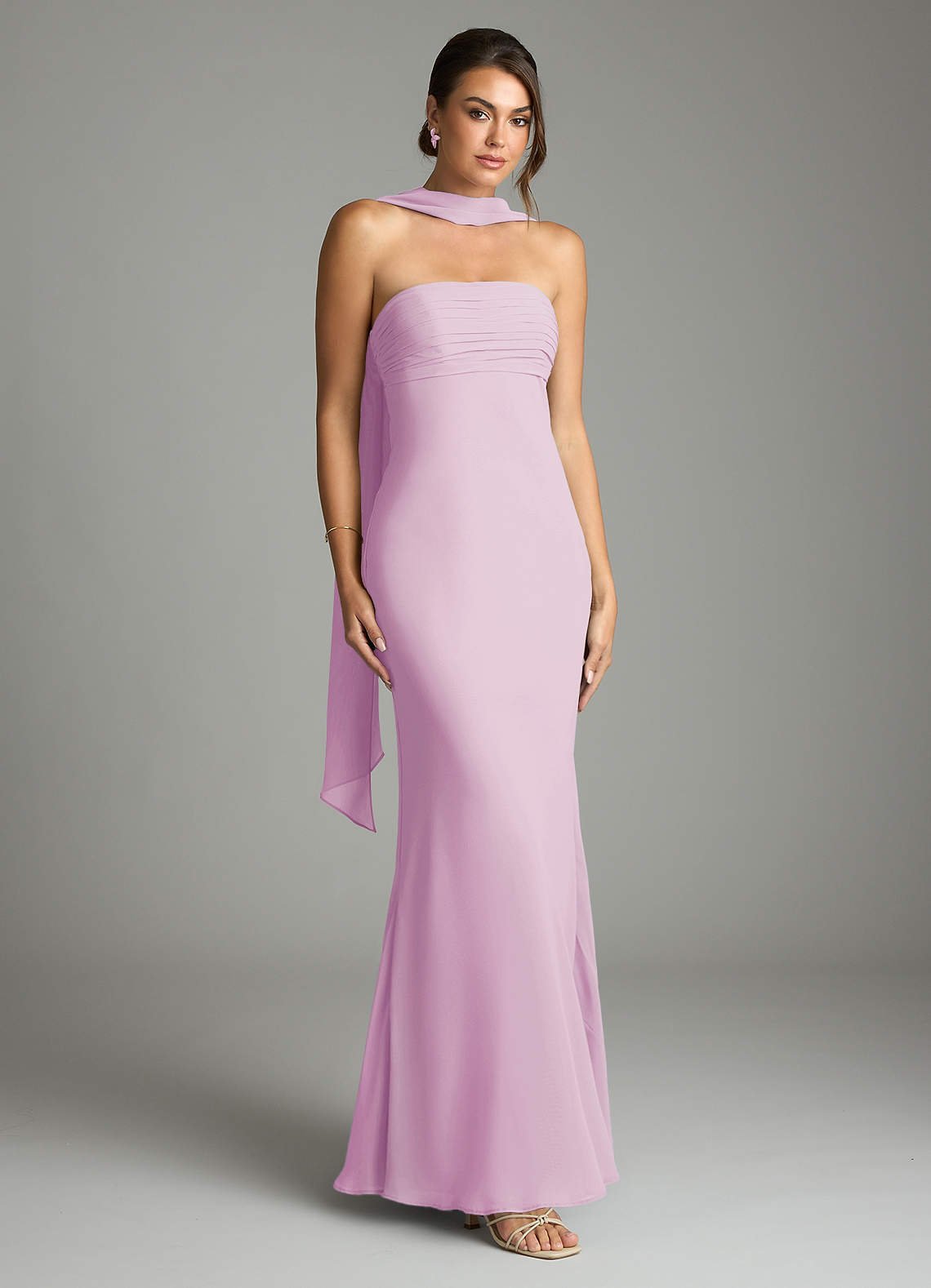 Saylor Mermaid Strapless Chiffon Bridesmaid Dress in candy pink