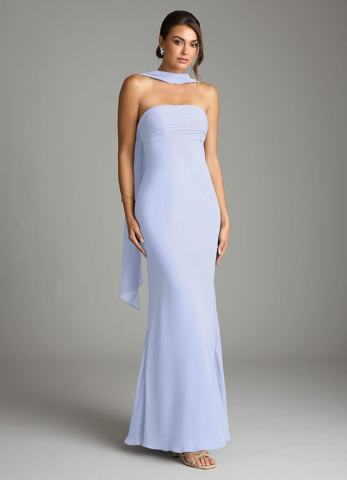 Saylor Mermaid Strapless Chiffon Bridesmaid Dress in Lavender