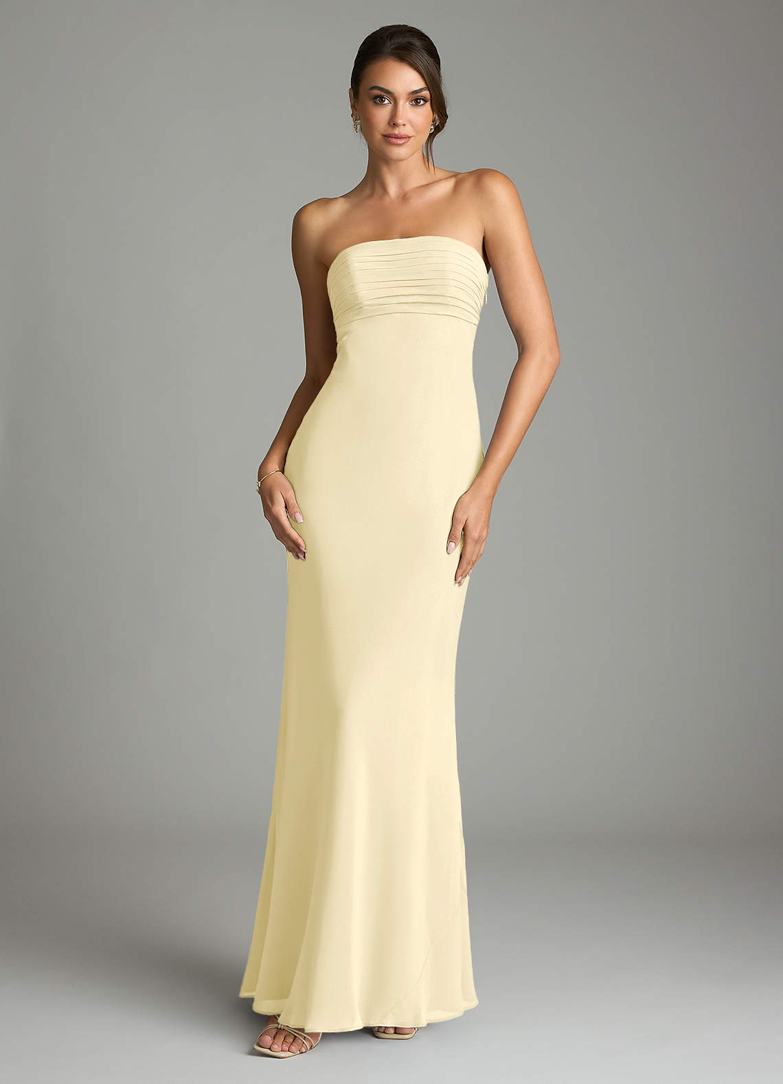 Saylor Mermaid Strapless Chiffon Bridesmaid Dress in Lemon Sorbet