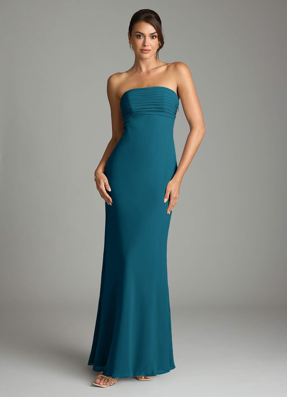 Saylor Mermaid Strapless Chiffon Bridesmaid Dress in Ink Blue