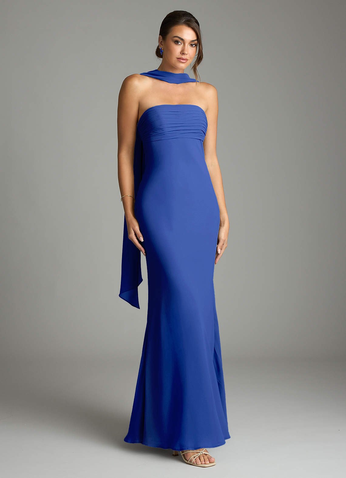 Saylor Mermaid Strapless Chiffon Bridesmaid Dress in Royal Blue