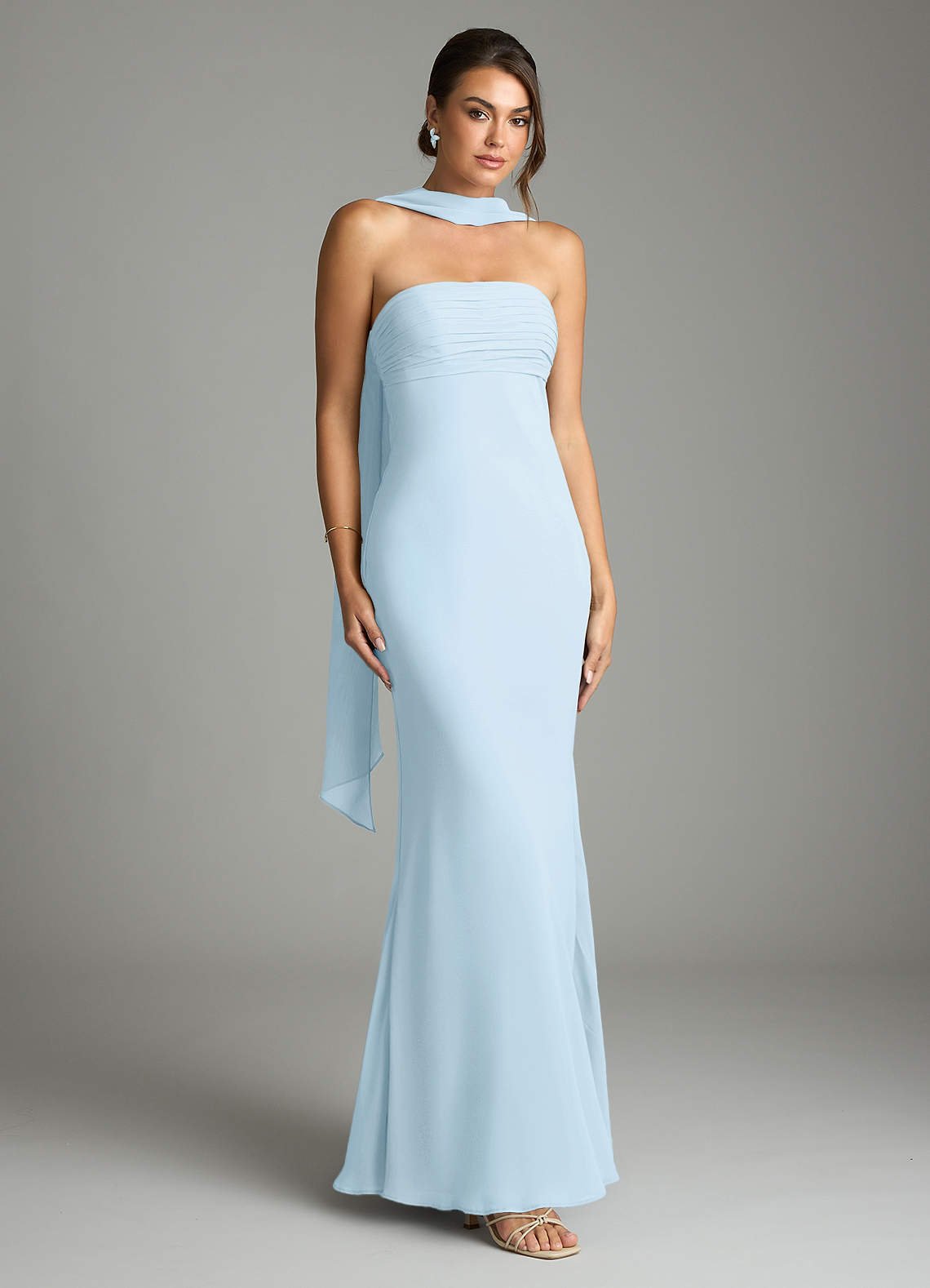 Saylor Mermaid Strapless Chiffon Bridesmaid Dress in Sky Blue