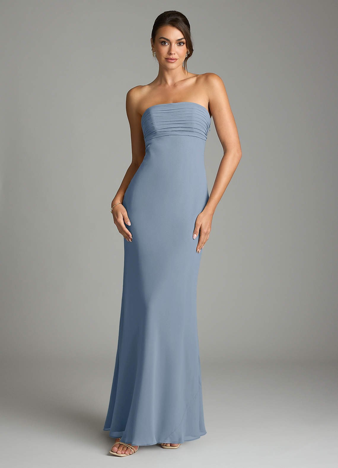 Saylor Mermaid Strapless Chiffon Bridesmaid Dress in dusty blue