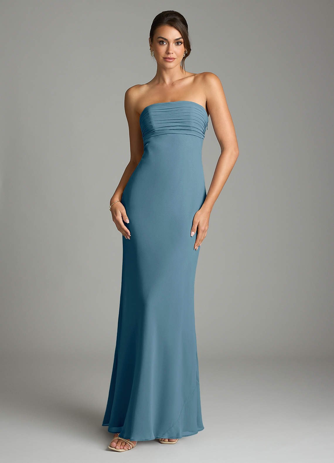 Saylor Mermaid Strapless Chiffon Bridesmaid Dress in Bermuda