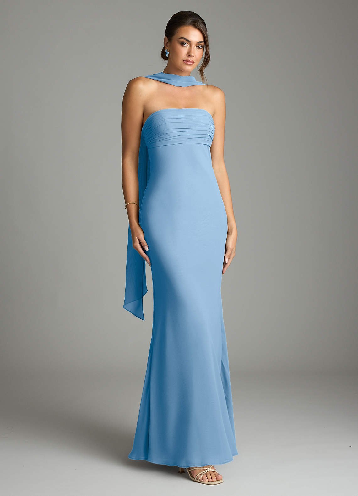Saylor Mermaid Strapless Chiffon Bridesmaid Dress in Powder Blue