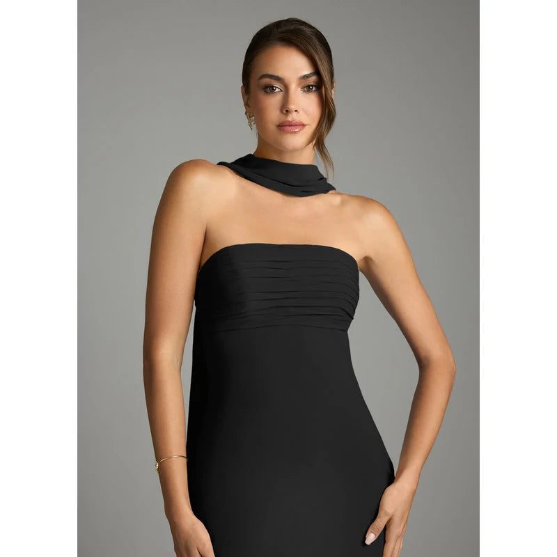 Saylor Mermaid Strapless Chiffon Bridesmaid Dress in black - additional view 3