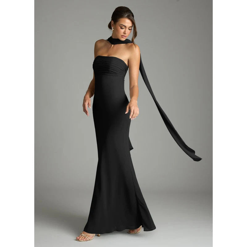 Saylor Mermaid Strapless Chiffon Bridesmaid Dress in black - additional view 5