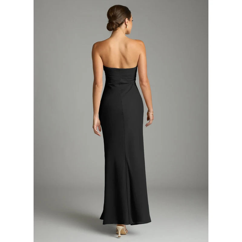 Saylor Mermaid Strapless Chiffon Bridesmaid Dress in black - additional view 8