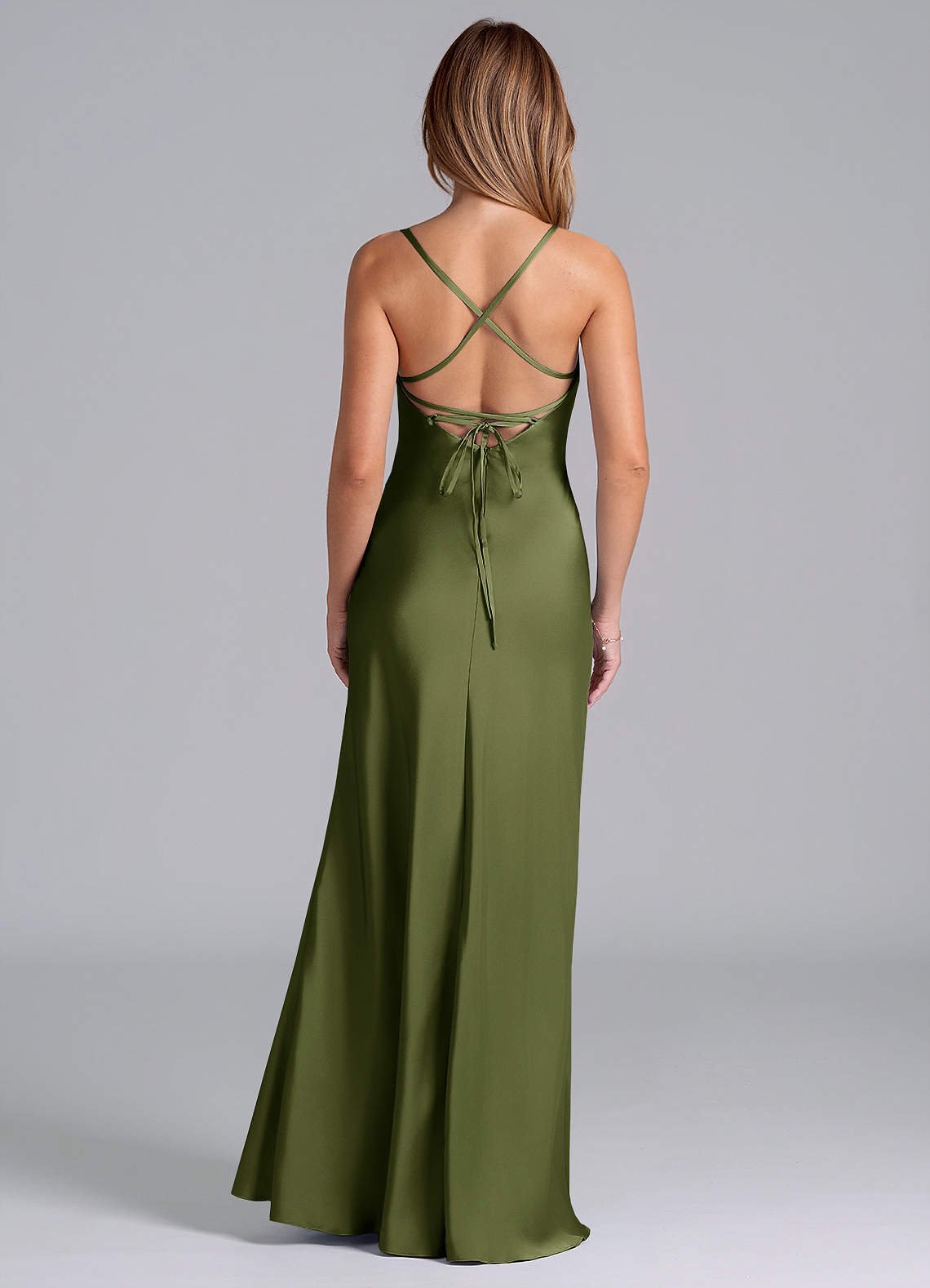 Seema Mermaid Cowl-Neck Stretch Satin Bridesmaid Dress