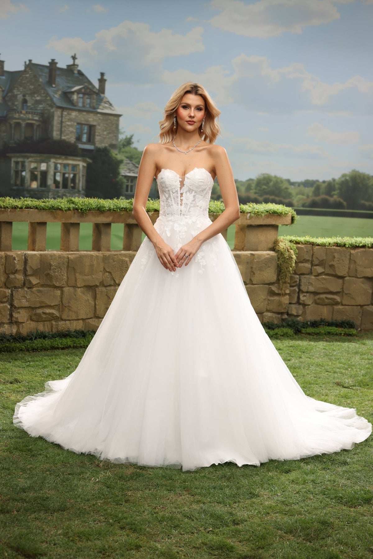 Sera white wedding dress front view 1