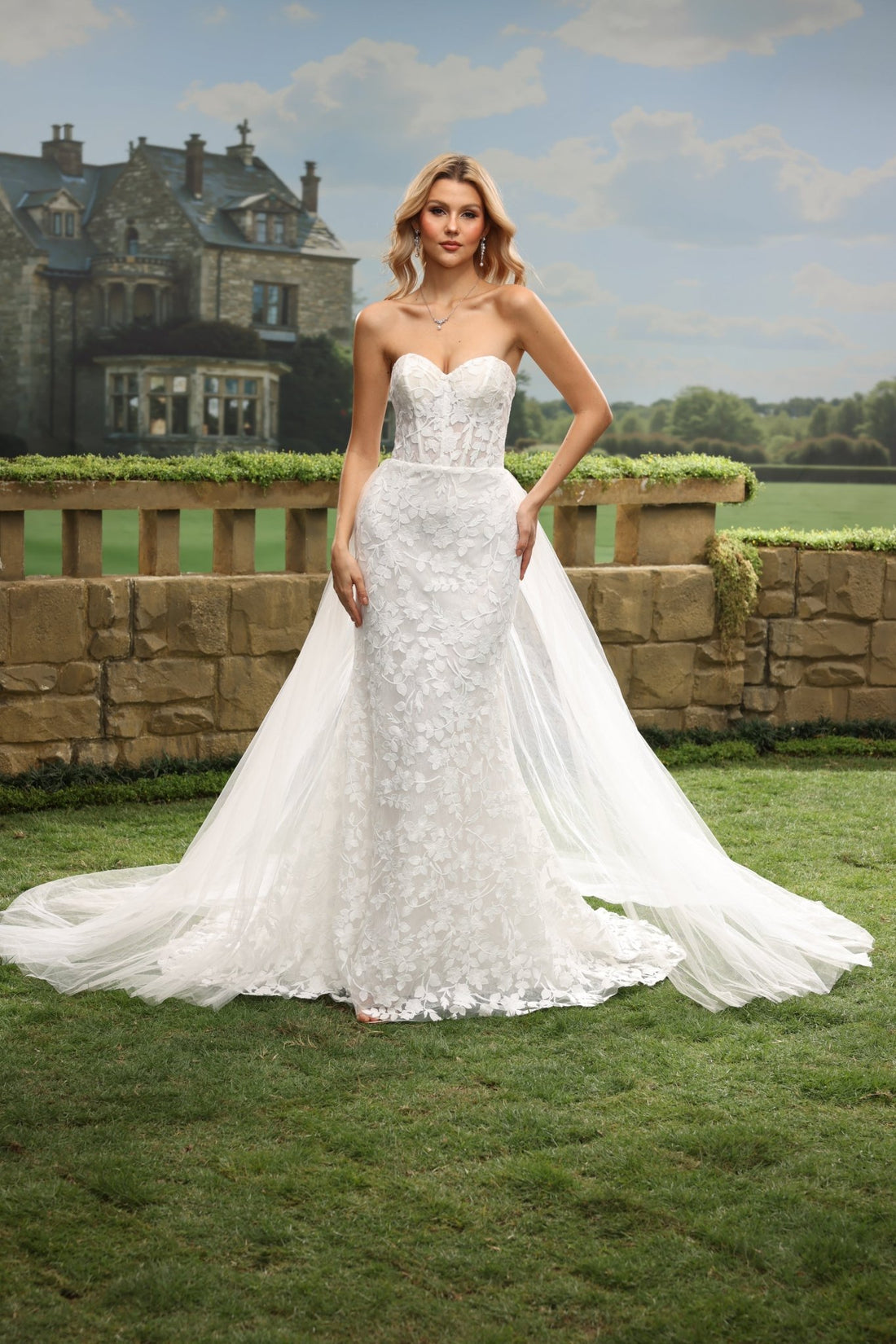 Seren white wedding dress front view 1