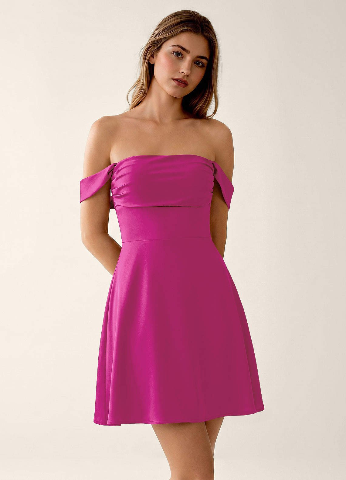 Sidonie A-Line Off-the-Shoulder Satin Prom Dress in Dusty Sage