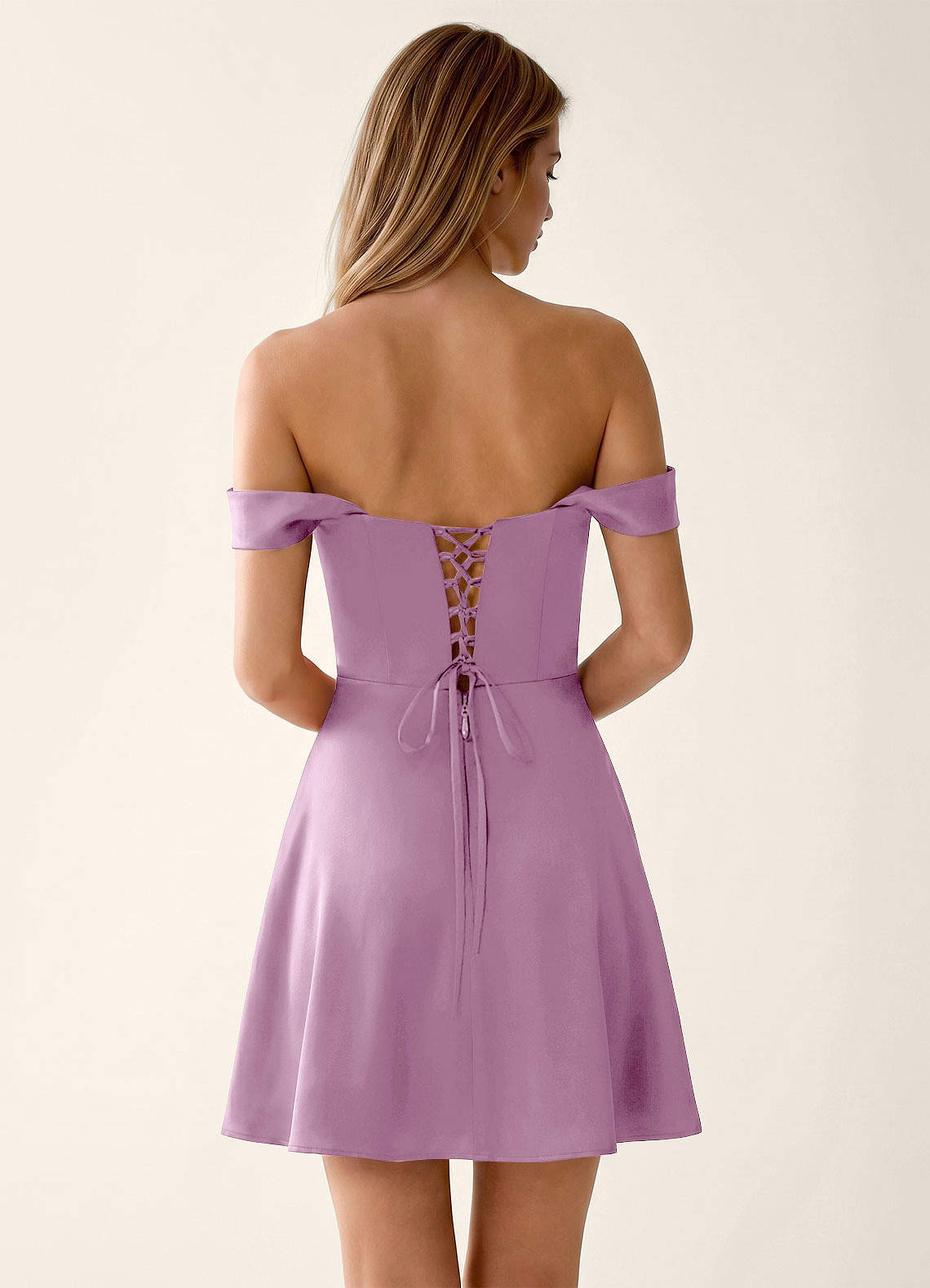 Sidonie A-Line Off-the-Shoulder Satin Prom Dress in Wisteria