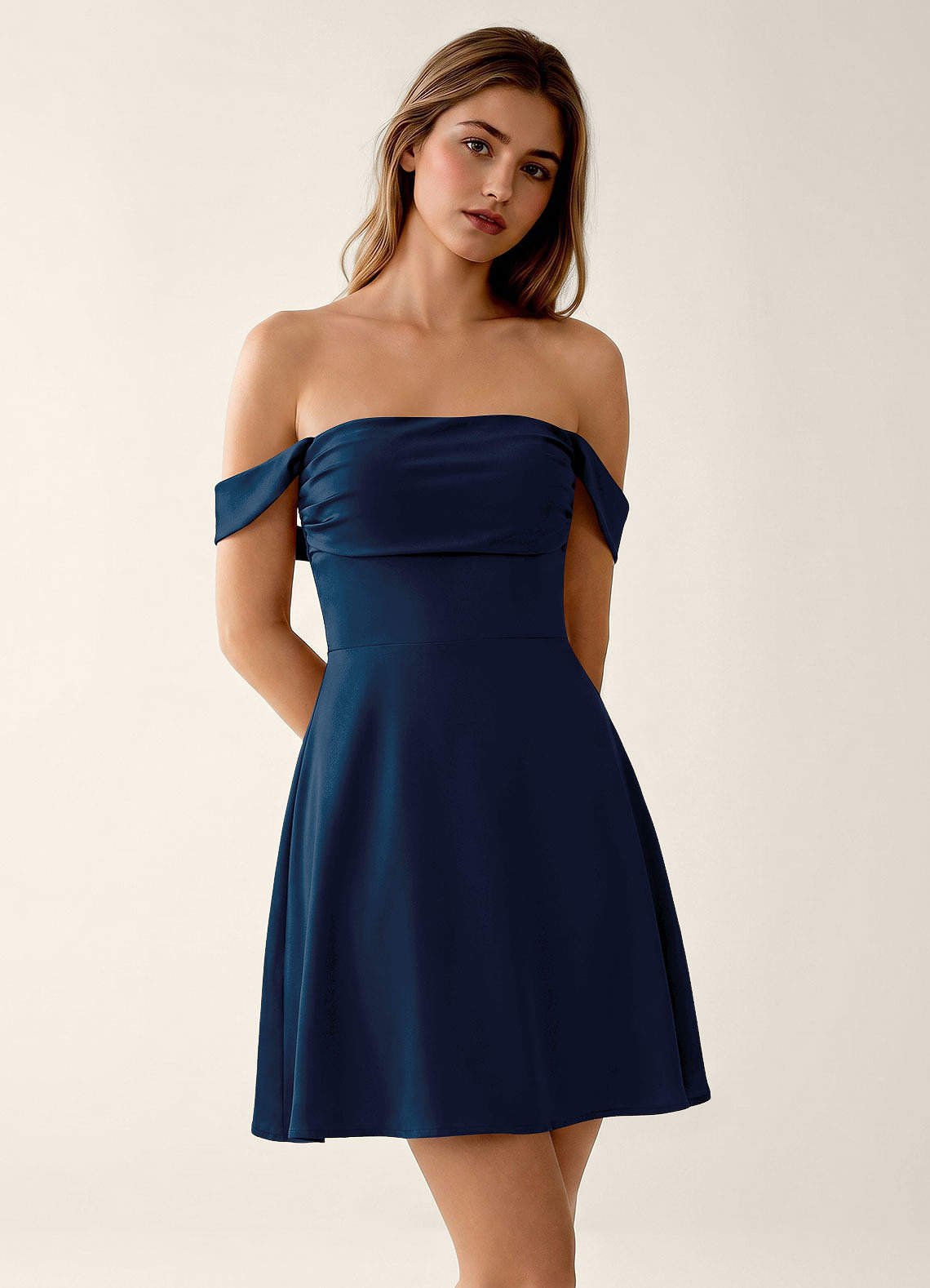 Sidonie A-Line Off-the-Shoulder Satin Prom Dress in Dusty Sage