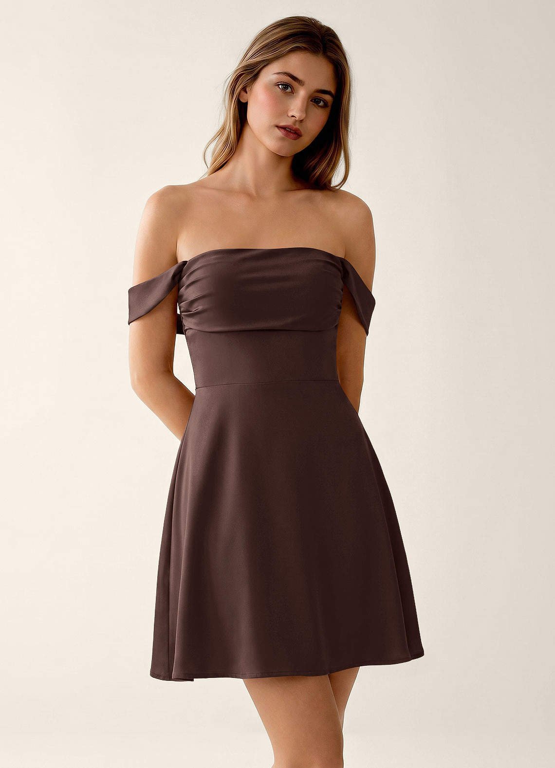 Sidonie A-Line Off-the-Shoulder Satin Prom Dress in Dusty Sage
