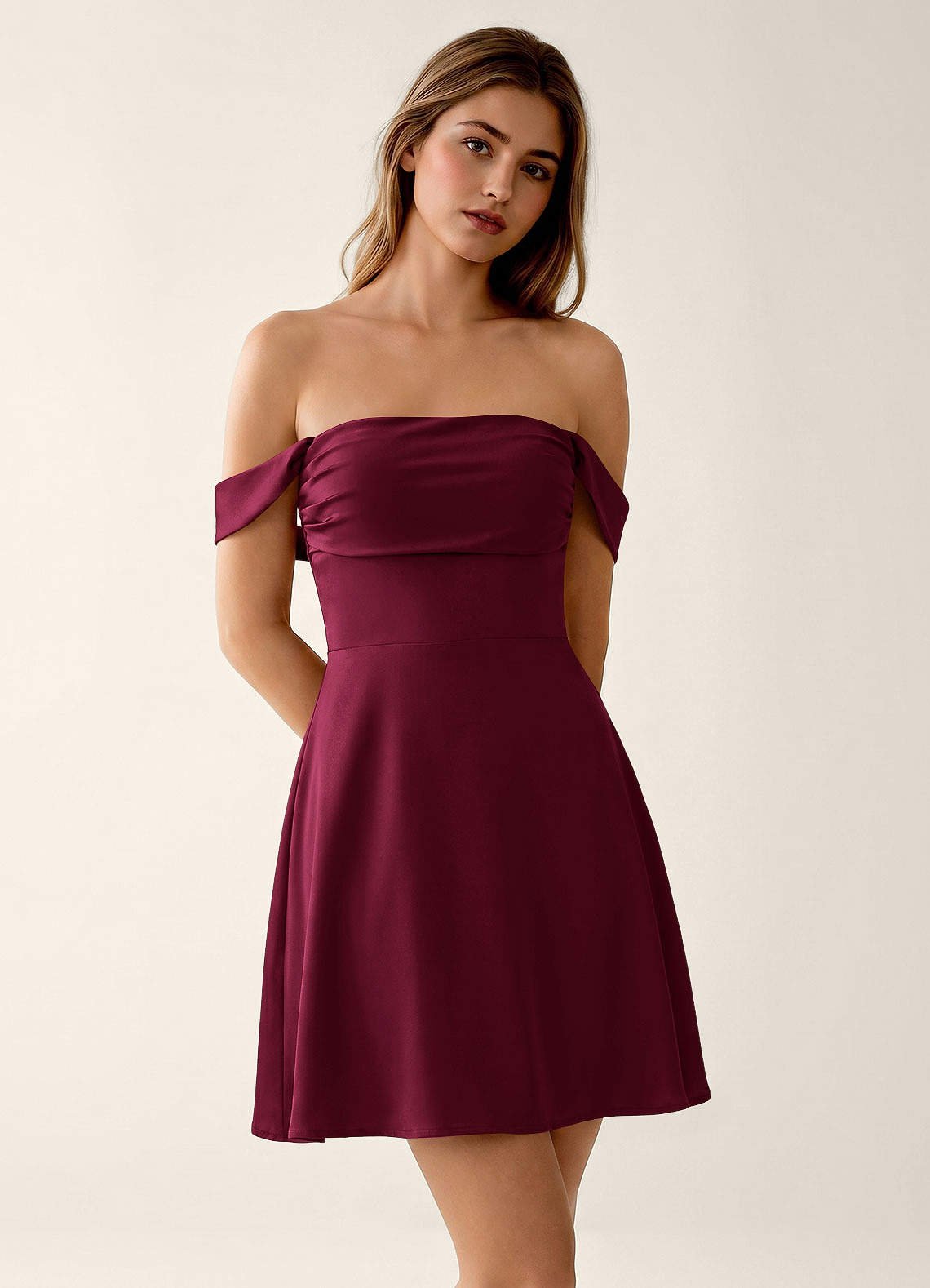 Sidonie A-Line Off-the-Shoulder Satin Prom Dress in Dusty Sage