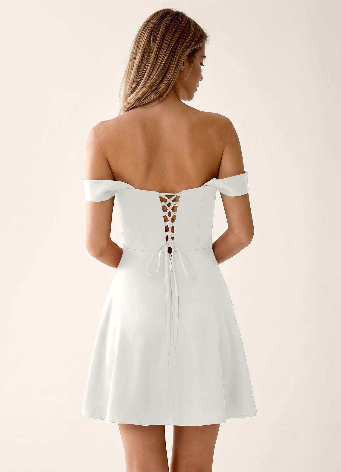 Sidonie A-Line Off-the-Shoulder Satin Prom Dress in White