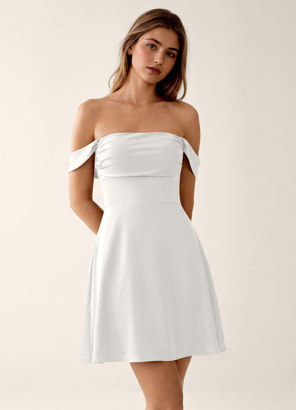 Sidonie A-Line Off-the-Shoulder Satin Prom Dress in Dusty Sage