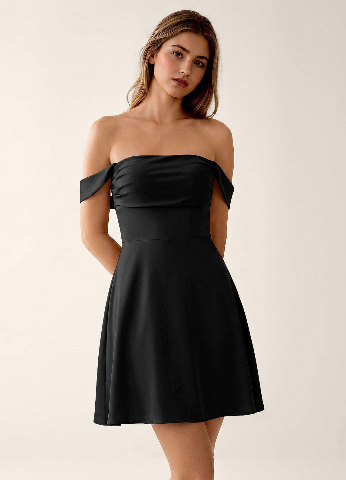 Sidonie A-Line Off-the-Shoulder Satin Prom Dress in Dusty Sage