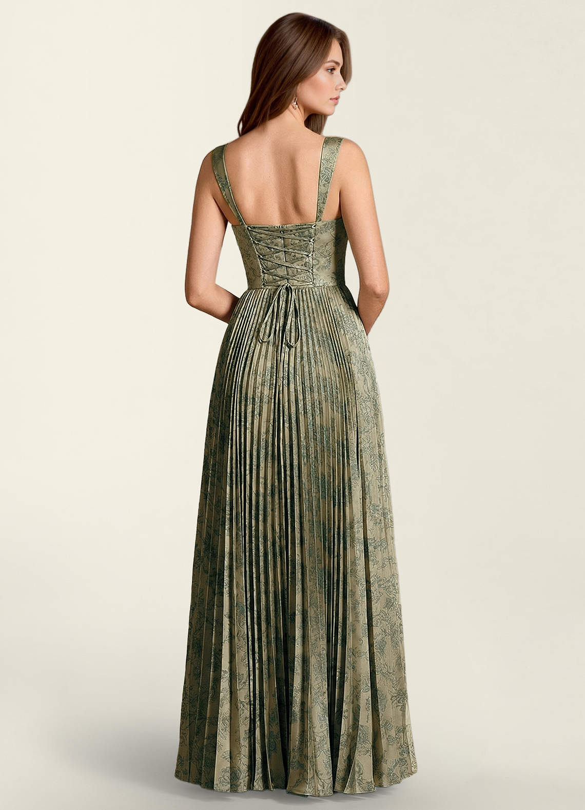 Simone A-Line Corset Floral Jacquard Prom Dress in Platinum Teal