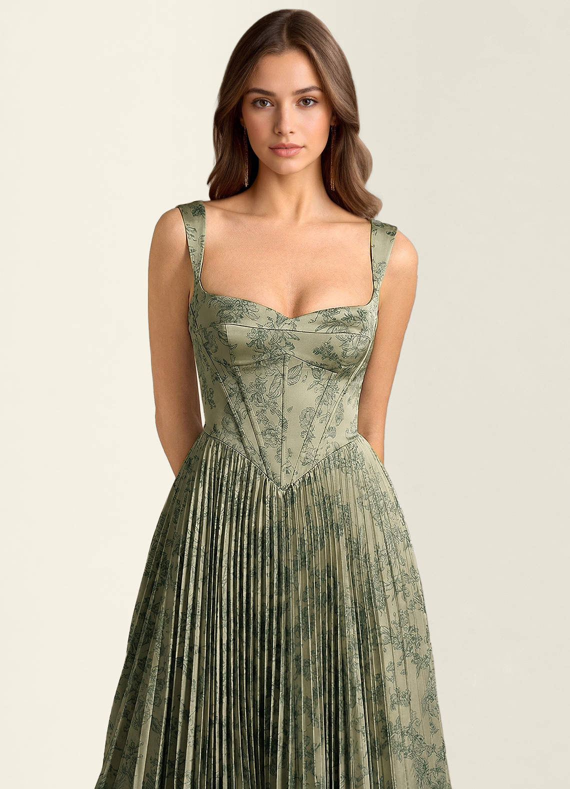 Simone A-Line Corset Floral Jacquard Prom Dress in Platinum Teal