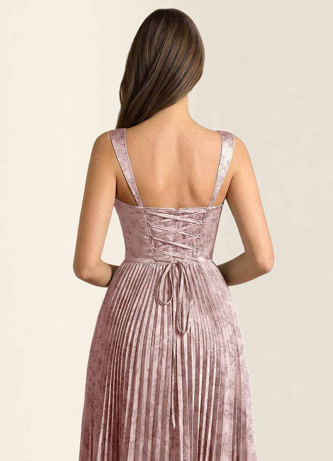 Simone A-Line Corset Floral Jacquard Prom Dress in Pink