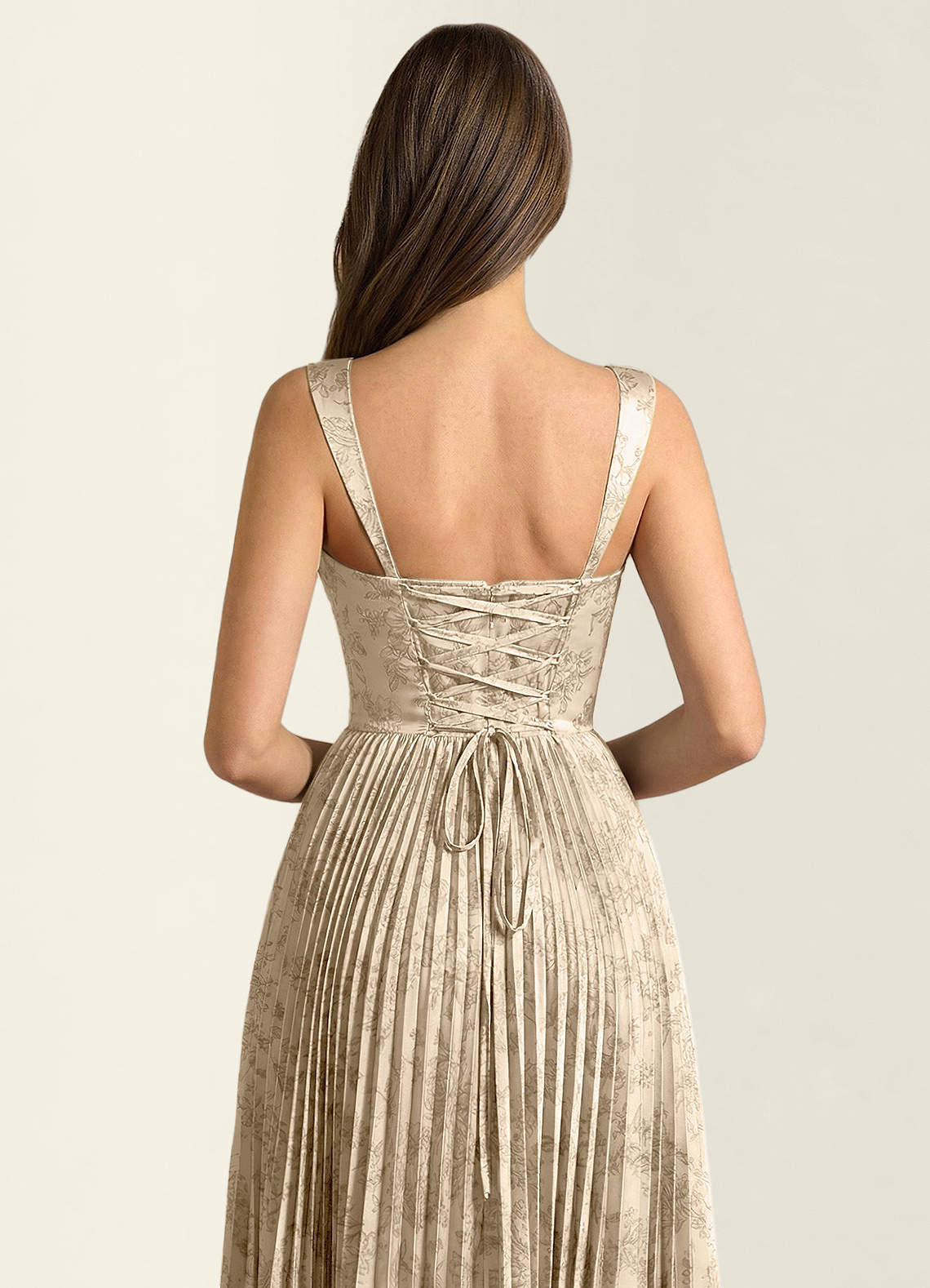 Simone A-Line Corset Floral Jacquard Prom Dress in Ivory