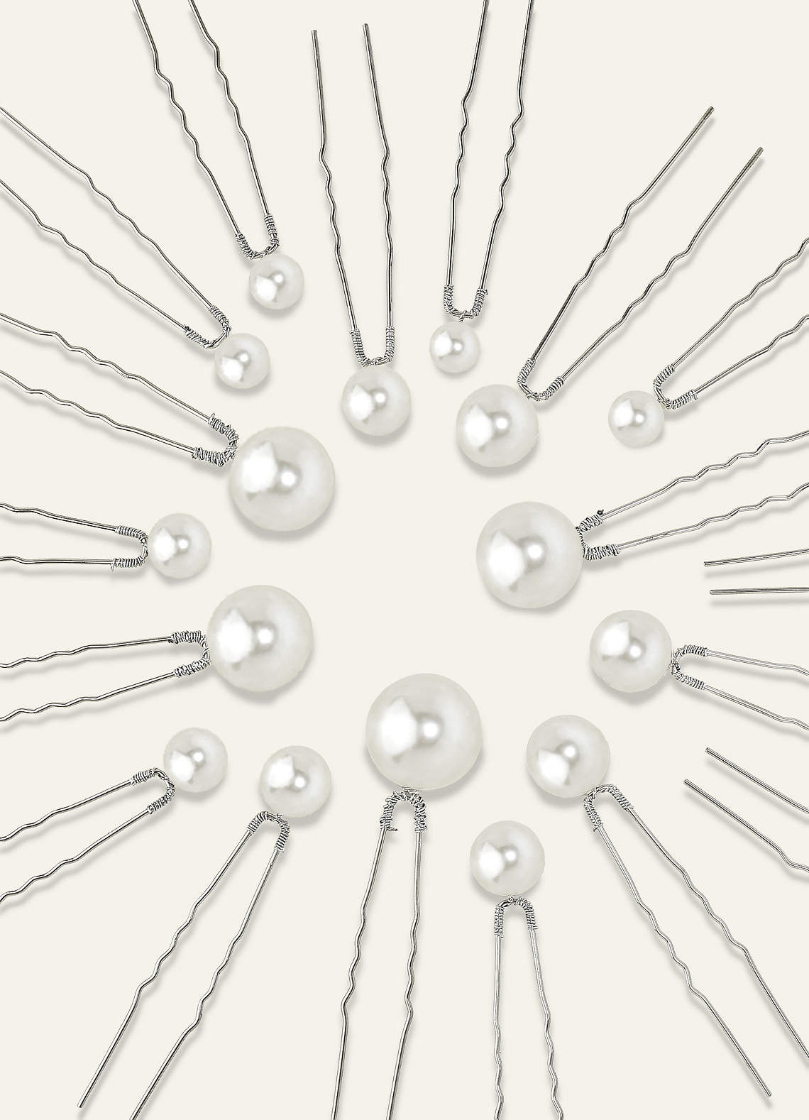 Singular Pearl Hairpins 18pic Set — Silver — 图 2/10