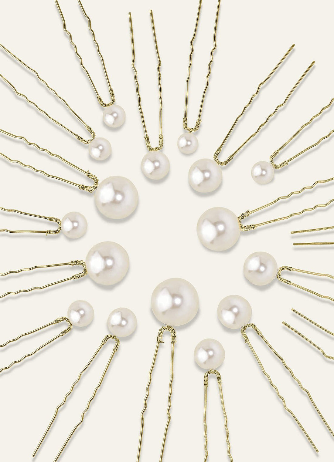 Singular Pearl Hairpins 18pic Set — Gold — 图 1/10