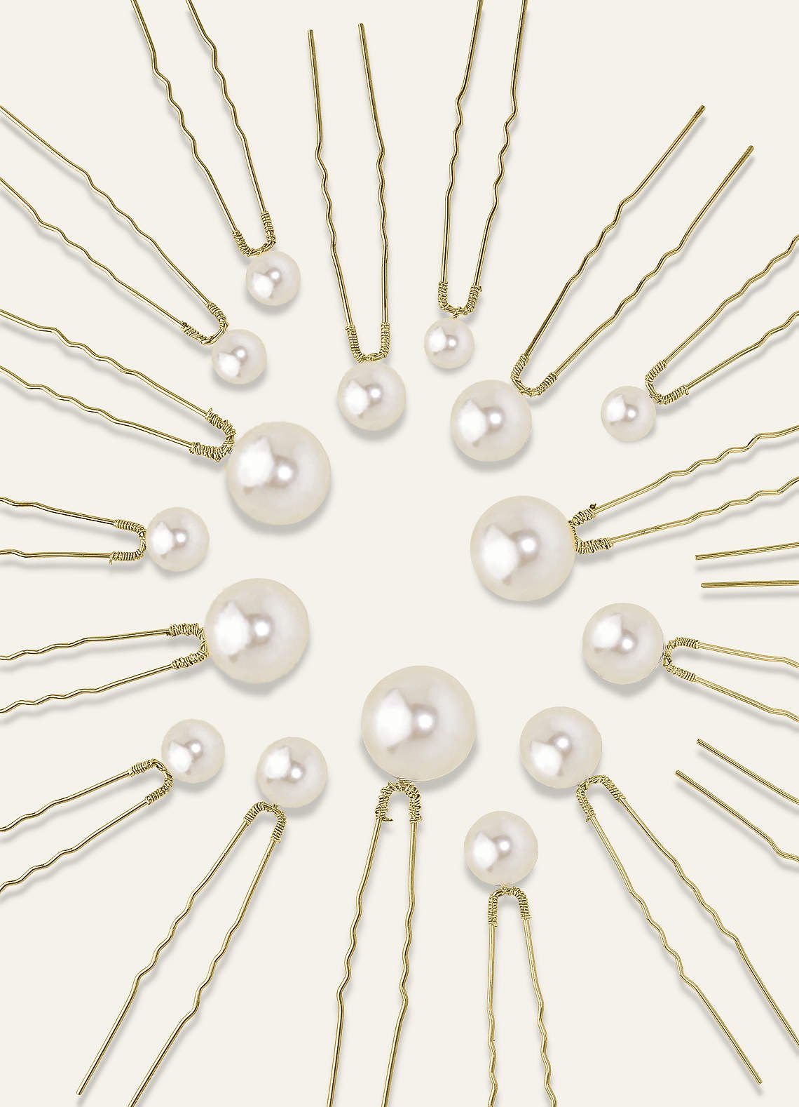 Singular Pearl Hairpins 18pic Set — Gold — 图 1/10